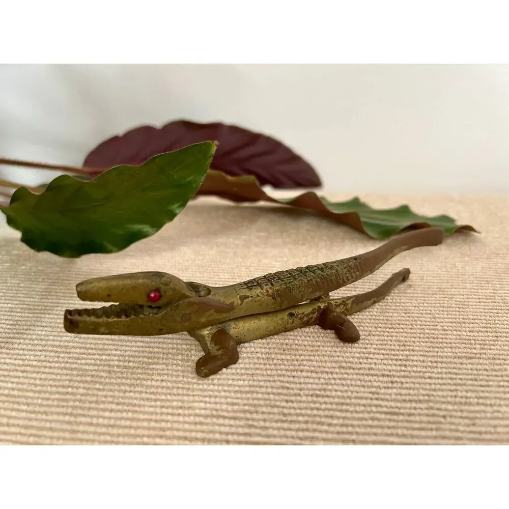 Vintage Brass Alligator Novelty Nut Cracker, 6